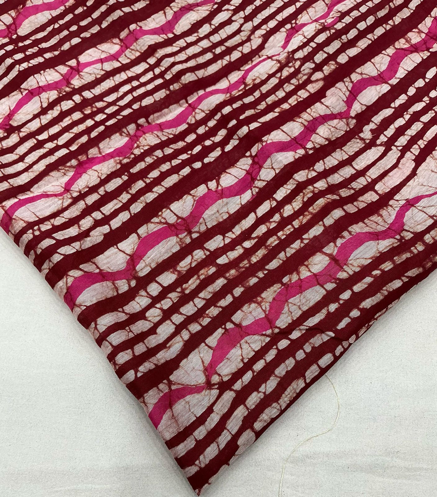 Premium Hand Block Printed Chanderi Cotton Saree – Batik & Ajrakh Design