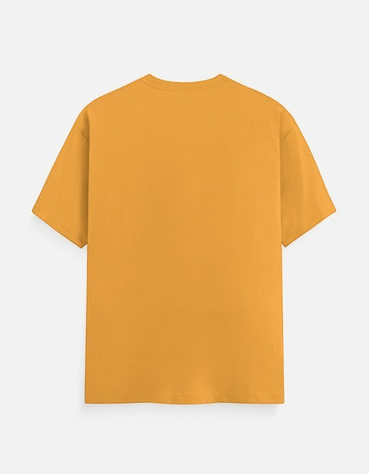 AMA B Graphic Print Short Sleeve Crew Neck T-Shirt in mustard yellow cotton.