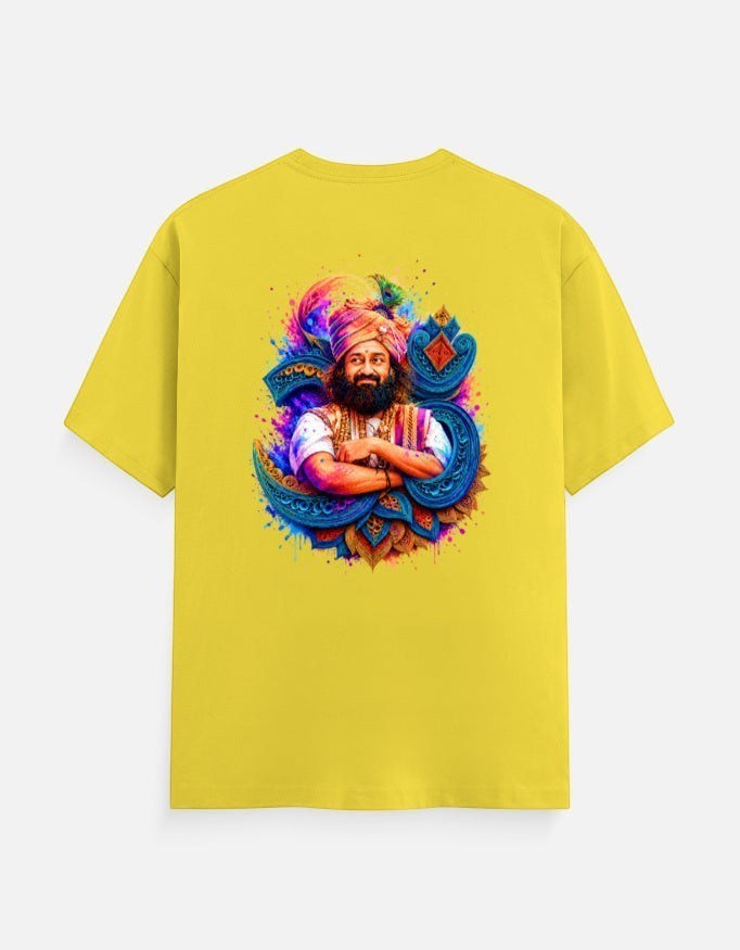 AMA B Unisex Classic Crew T-Shirt in yellow, 100% cotton, featuring a vibrant graphic of a man in a turban.