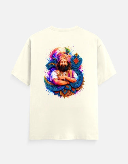 AMA B Classic Crew T-Shirt in cream, 100% cotton, featuring a vibrant graphic of a man in a turban with colorful paint splatters.