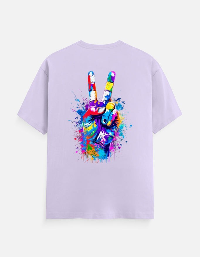 AMA B Victory Unisex Classic Crew Neck T-Shirt in premium cotton with colorful peace sign graphic on back.