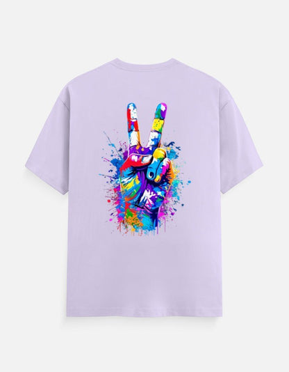 AMA B Victory Unisex Classic Crew Neck T-Shirt in premium cotton with colorful peace sign graphic on back.