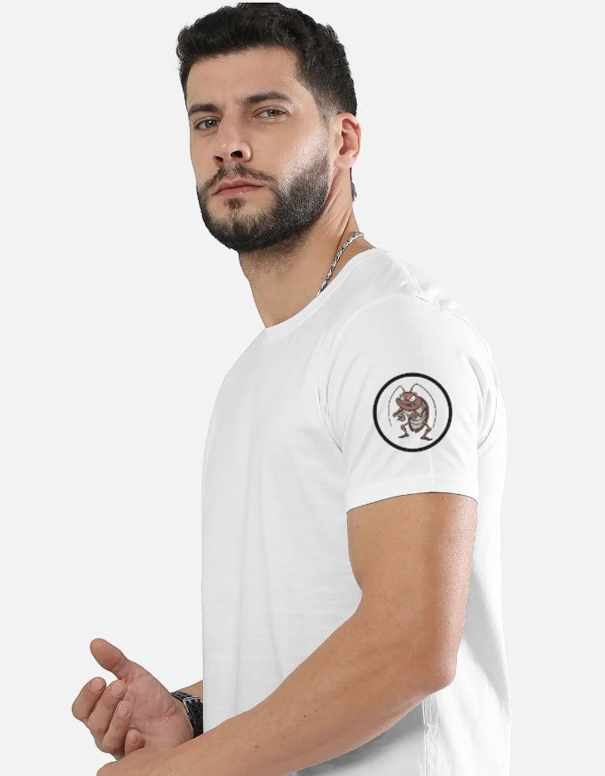 AMA B Graphic Print Oversized Cotton T-Shirt with a cartoon cockroach graphic on the sleeve.