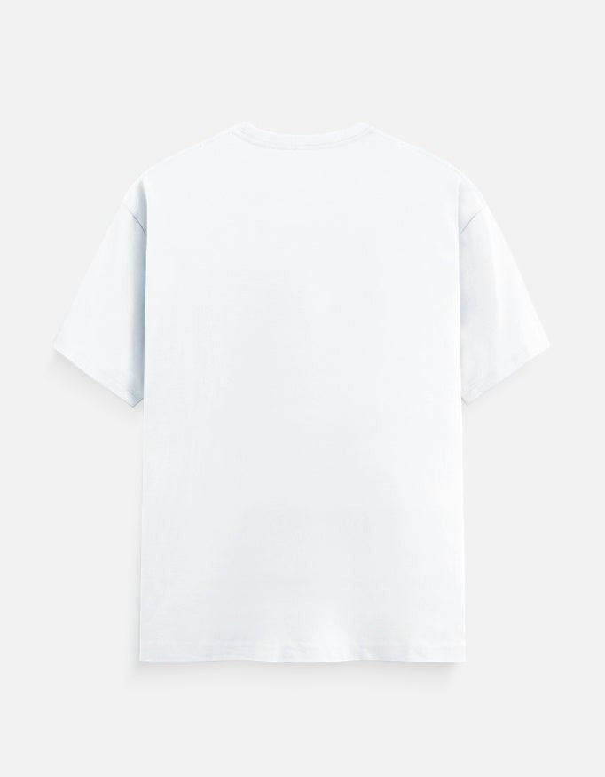 AMA B Graphic Print Oversized Cotton T-Shirt - White, 100% Cotton, 180 GSM, Unisex Fit