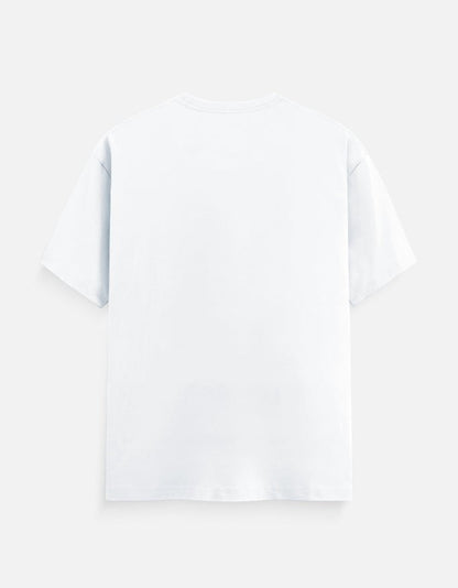 AMA B Graphic Print Oversized Cotton T-Shirt - White, 100% Cotton, 180 GSM, Unisex Fit