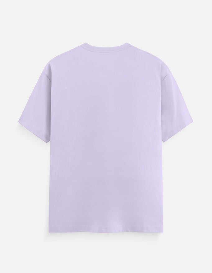 AMA B Graphic Print Oversized Cotton T-Shirt in light purple, 100% cotton, relaxed fit.