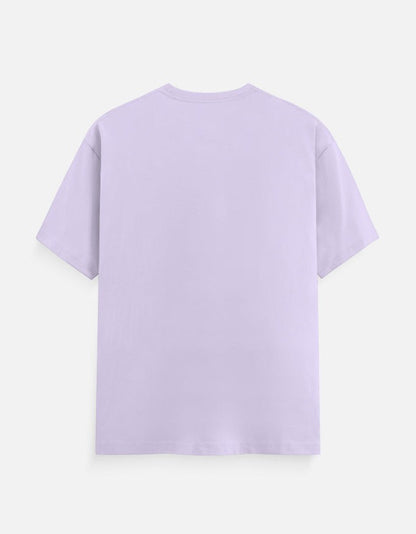 AMA B Graphic Print Oversized Cotton T-Shirt in light purple, 100% cotton, relaxed fit.