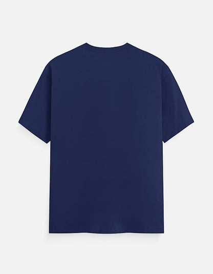 AMAB Men's navy blue cotton short sleeve t-shirt with crew neck and graphic print.