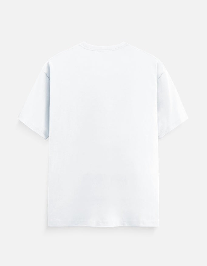 AMAB Men's white cotton short sleeve t-shirt with crew neck and graphic print on chest.