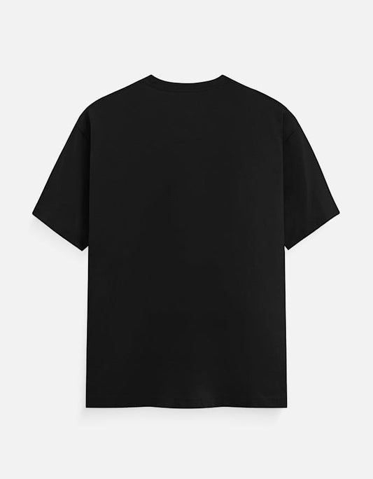 AMAB Graphic Print Oversized T-Shirt in black cotton with "Open Your Eyes" graphic. Relaxed fit, crew neck.