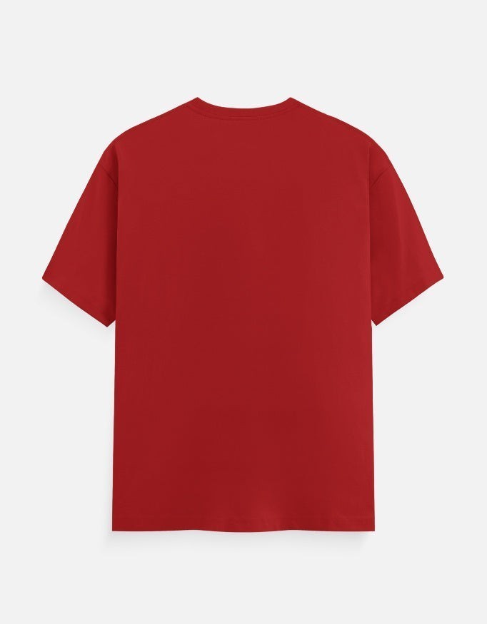 AMAB Men's red cotton short sleeve t-shirt with graphic print on chest.