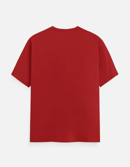 AMAB Men's red cotton short sleeve t-shirt with graphic print on chest.