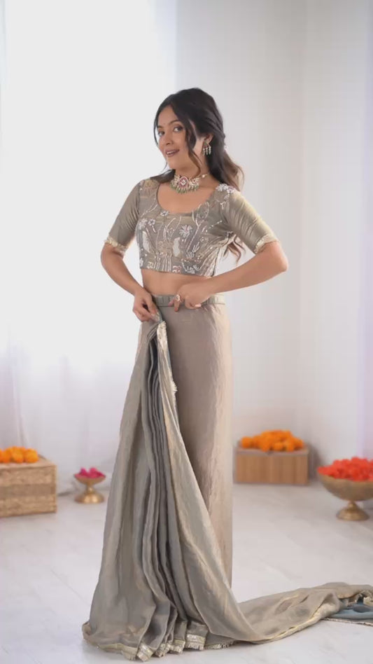 Premium Ready to Wear Heavy Fendi Silk Saree with Fancy Lace Border | Designer Party Wear, Wedding & Festive Saree with Embroidered Blouse
