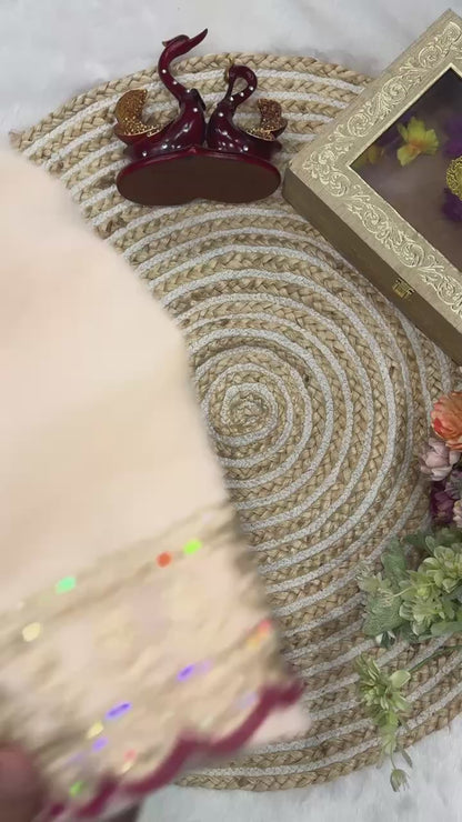 Soft Rangoli Silk Sequins Embroidered Saree | Designer Banglori Stitched Blouse | Party Wear Saree